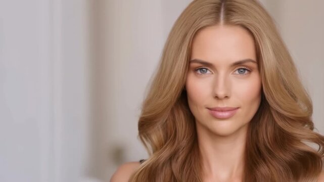 Transformation of hair color on woman from brunette to blonde in three steps