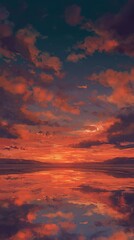 Fototapeta premium Dramatic Sunset Over Reflective Water