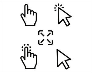 Fototapeta premium Computer mouse and hand cursor icons for navigation and interaction
