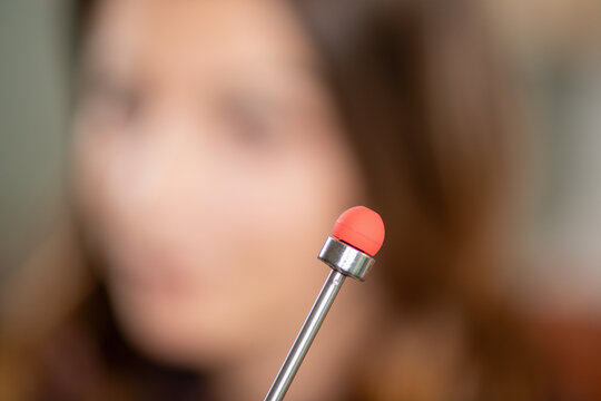 Therapist guiding eye spotting technique to access internal somatic responses and support emotional regulation.