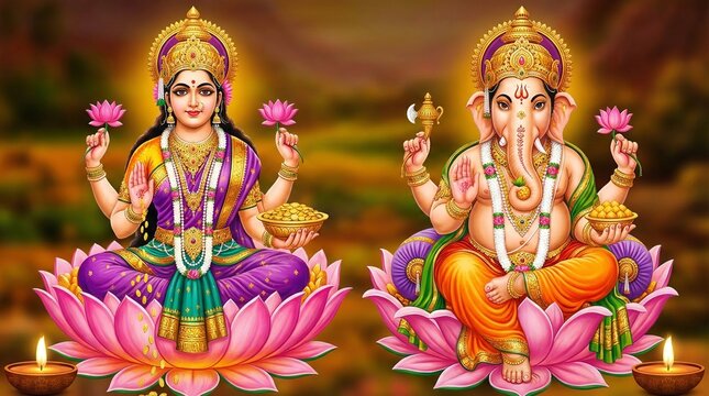 Goddess Laxmi, Lord Ganesha