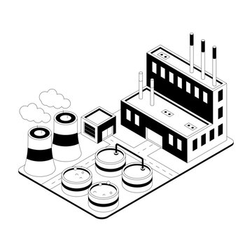An isometric illustration of a chemical factory