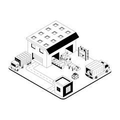 Fototapeta premium An isometric style illustration showing a smart warehouse