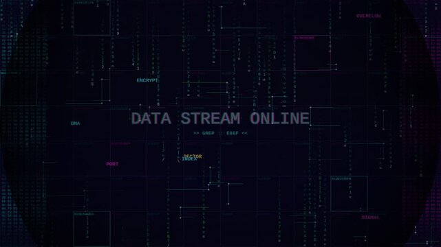 Abstract Neural Link Data Stream and Grid Sync Animation