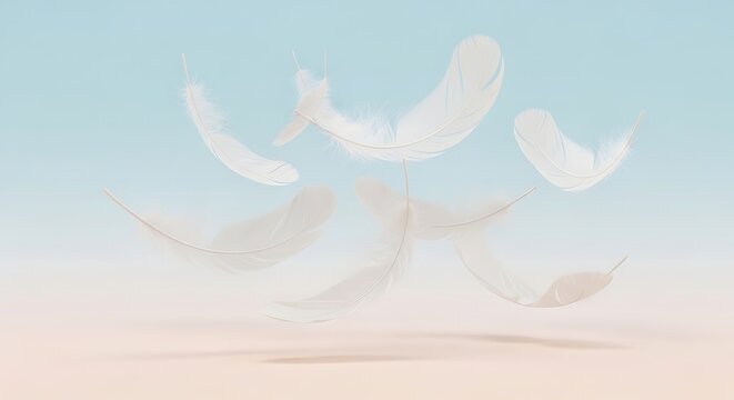 White doves flying over sandy beach.