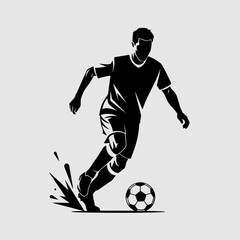 Naklejka premium Soccer Player Dribbling Silhouette Vector Football Action Illustration