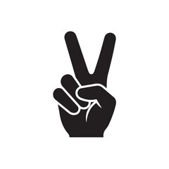Fototapeta premium Hand Peace Sign Silhouette Vector Illustration
