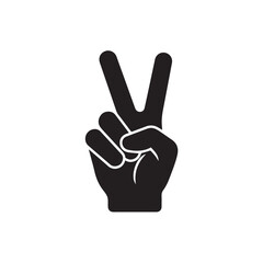 Obraz premium Hand Peace Sign Silhouette Vector Illustration