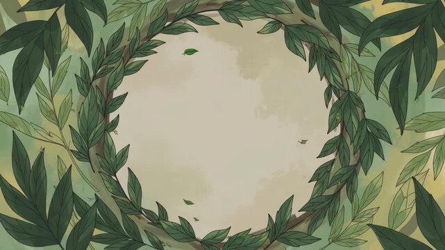Green leaf frame background with natural botanical border, elegant nature illustration