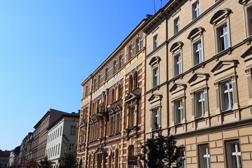 Fototapeta premium Katowice city in Slaskie region in Poland. Downtown Katowice Mariacka street view.
