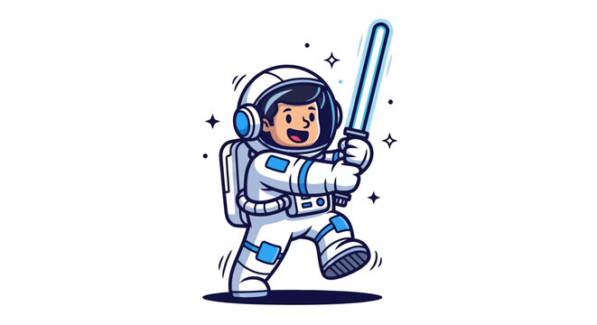 Cartoon astronaut in space suit.