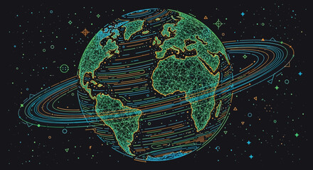 Green Earth Planet with Rings. © Untung