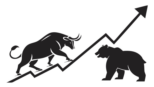 Bull and bear vector illustration silhouette