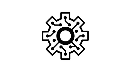 Obraz premium Digital technology gear icon with circuit board pattern, representing settings, automation, engineering, and data processing