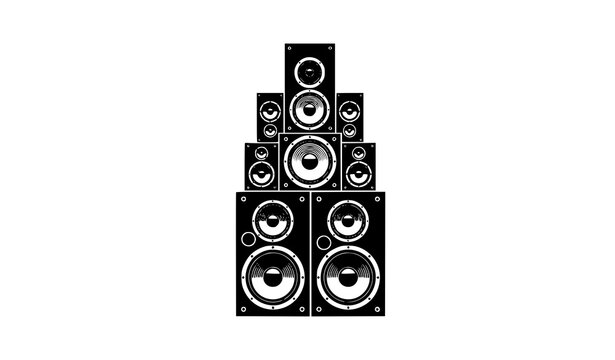 Tall speaker stack silhouette audio sound system vector design