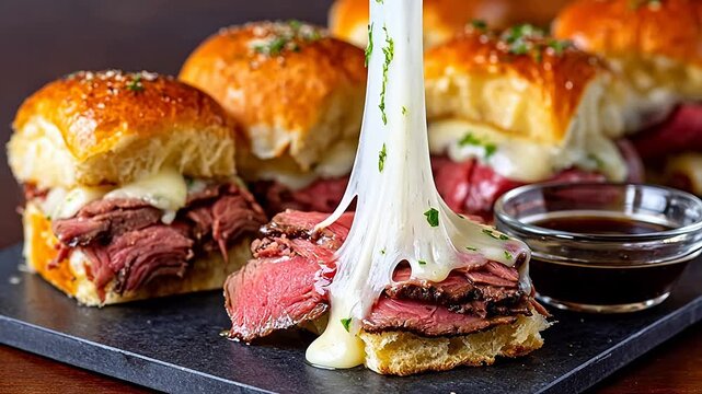 Beef sliders with melted cheese