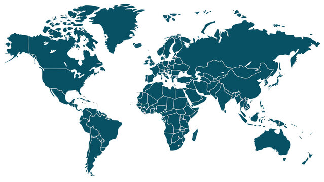 A map of the world with country borders Vector