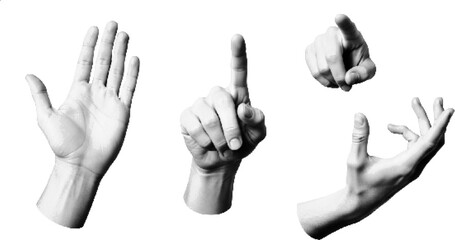 Fototapeta premium Counting and Number Hand Gestures Halftone Illustration