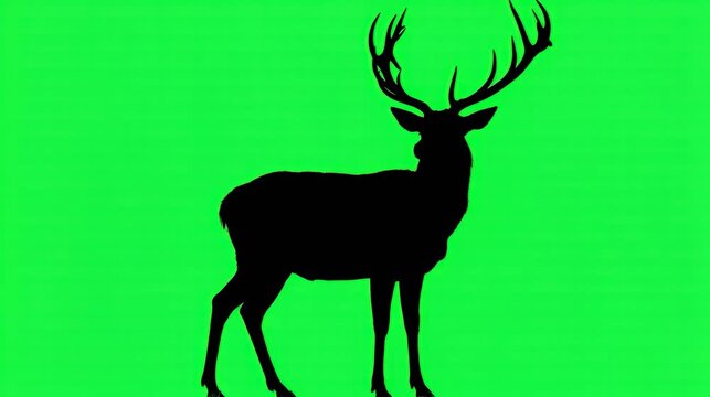 Deer Silhouette on Green Screen 4K Video Clip
