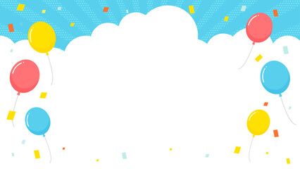 Fototapeta premium 青空と雲 キャンペーン・バナー 集中線の背景