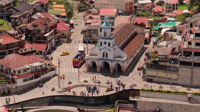 Drone aerial view of Turi in Cuenca Ecuador