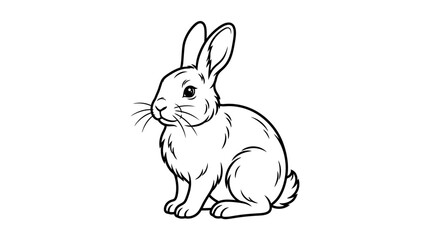 Fototapeta premium Cute white rabbit sitting down.