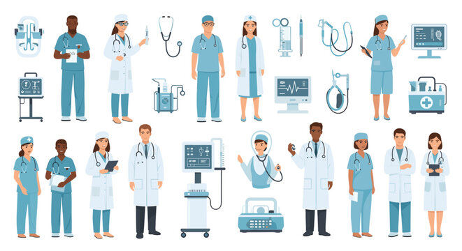 This illustration depicts a positive and collaborative healthcare setting. Ideal for representing medical professionals, healthcare services, or promo