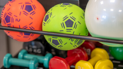 Naklejka premium Instruments for physiotherapy and osteopathy in a rehabilitation gymnasium