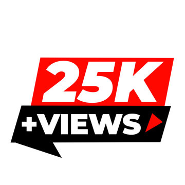 25K Views Online Growth Counter PNG, 25K Social Reach Badge Icon, 25K Engagement Rise Label Design, 25K Trending Content Tag PNG, 25K Viewer Count Sticker Icon