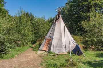 Wigwam on Summer Meadow in Borzhava Valley, Carpathians © Alla