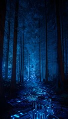 Fototapeta premium Futuristic forest blends nature and technology a serene digital landscape inspires innovation and creative design