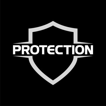 Protection shield icon isolated on black background