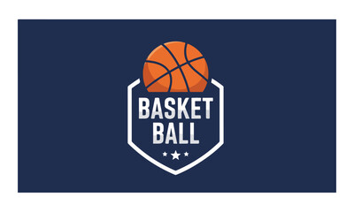 Basketball Tournament Emblem Design with Shield and Stars © Angela