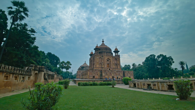 13.10.2025 Allahabad Uttar Pradesh India still picture clicked of sandstone mausoleums representing an exquisite example of Mughal architecture built among the garden in the famous Khushro Bagh 