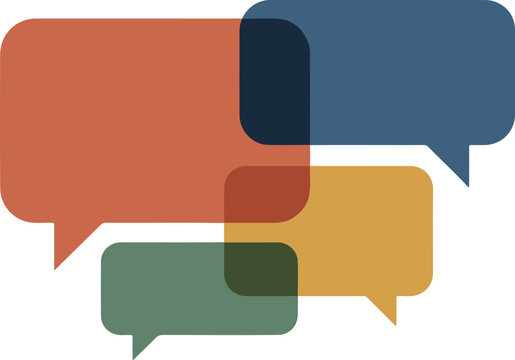 Colorful speech bubbles vector illustration representing communication, discussions, dialogue, messaging, chat, conversation, and social interaction design elements