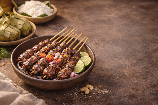 Indonesian Sate Kambing with Ketupat and Sweet Soy Sauce