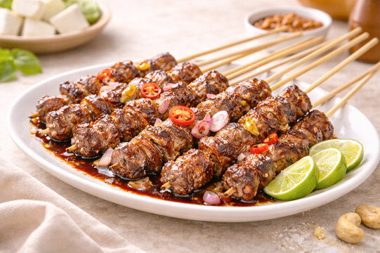 Indonesian Sate Kambing Grilled Lamb Skewers with Sweet Soy Sauce