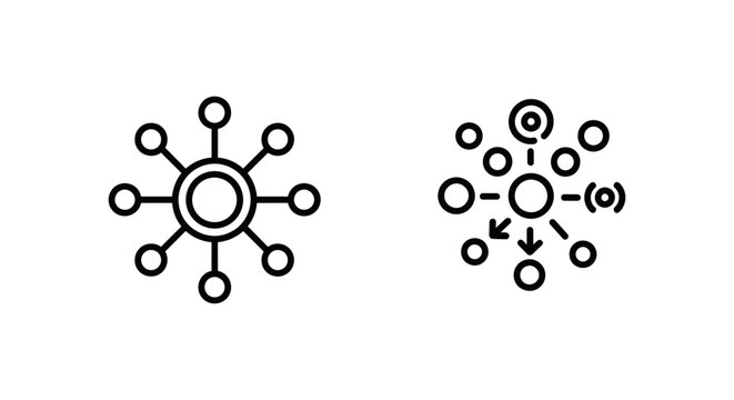 Customer touchpoint map and interaction points icons for business network analysis and user experience journey mapping