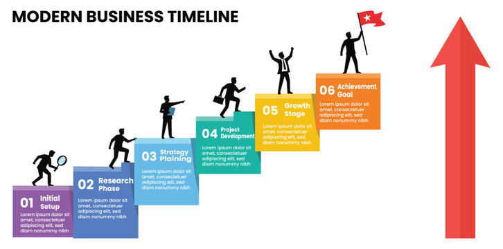 Corporate Timeline Chart Progress Staircase Success Concept Vector Art
