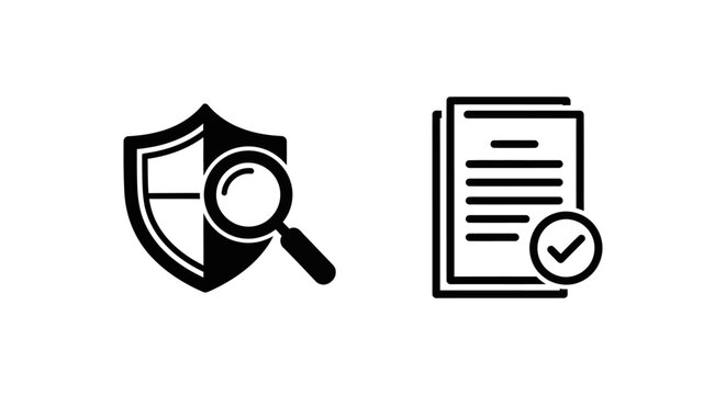 Icons for customer due diligence (cdd) and check, illustrating security screening and verification processes with magnifying glass and checkmark, background check