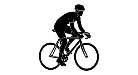 Obraz premium Cyclist riding a bicycle with a helmet on a plain background