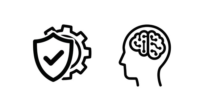 Kyc automation shield icon with gear and checkmark, AI kyc profile verification, identity check, security process, compliance, authentication, artificial intelligence, business security, technology co
