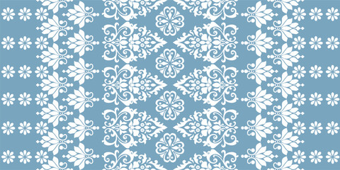 Motifs Ikat floral paisley embroidery floral. ikat ethnic Saree Sarong oriental pattern traditional.Ikat embroidery style abstract embroidery design for texture,fabric,clothing,wrapping,decoration © Thitichot