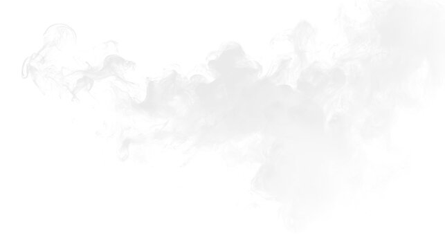Cloud of smoke rises and disperses on transparent background during a moment in the day