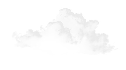 Obraz premium White cloud floating on a transparent background in bright daylight with no other objects around