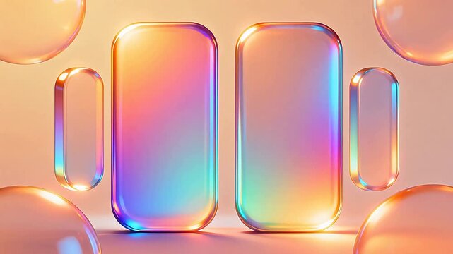 Colorful abstract shapes with reflective surfaces