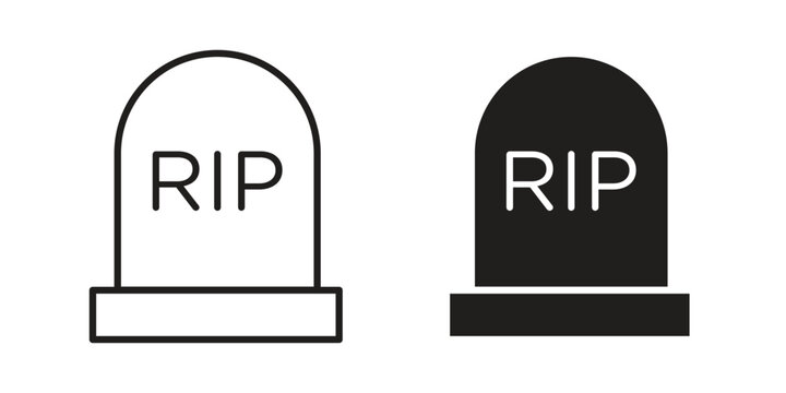 Tombstone icon simple outline style. Editable stroke EPS 10