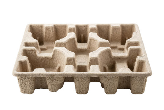 Molded pulp packaging tray. Eco friendly recycled paper insert.
