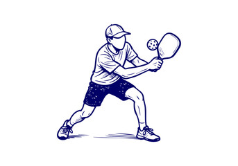 Fototapeta premium Pickleball hand drawn simple sketch vector illustration