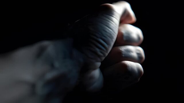 Human Hand Reaching Out in Darkness